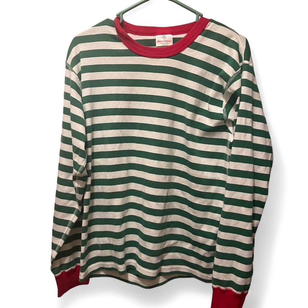 HANNAH ANDERSON COTTON RED AND GREEN STRIPED LONG SLEEVE CREW NECK